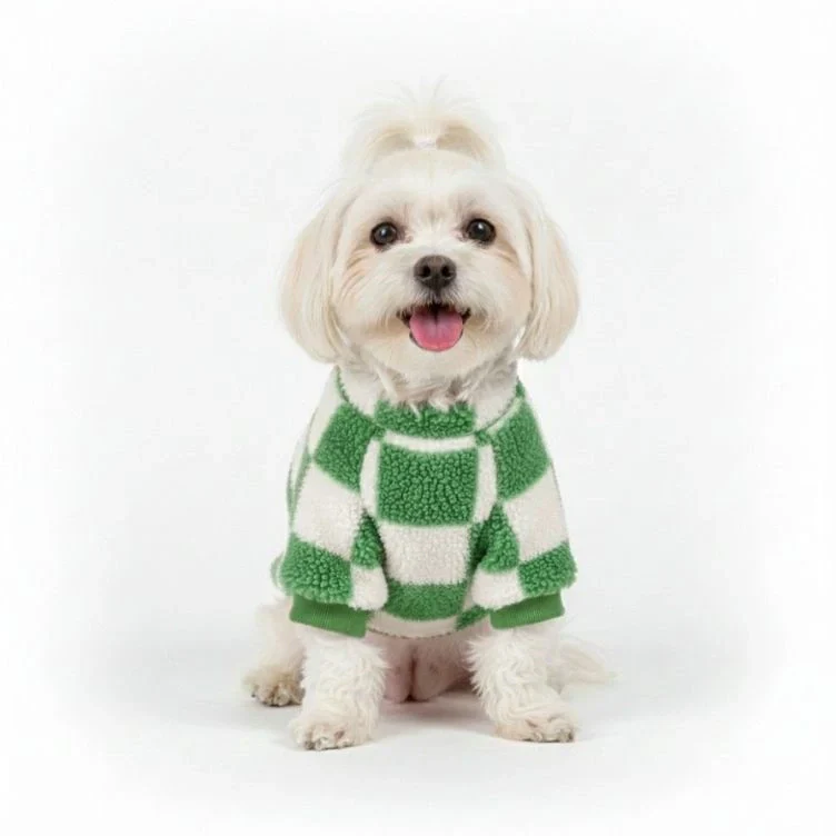 Checkered Fleece Dog Jacket – Bold Style and Warmth for Winter Walks - Image 4