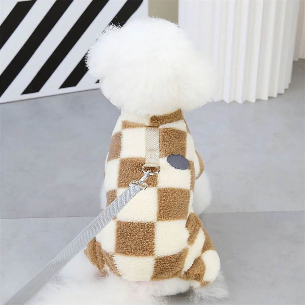 Checkered Fleece Dog Jacket – Bold Style and Warmth for Winter Walks - Image 7