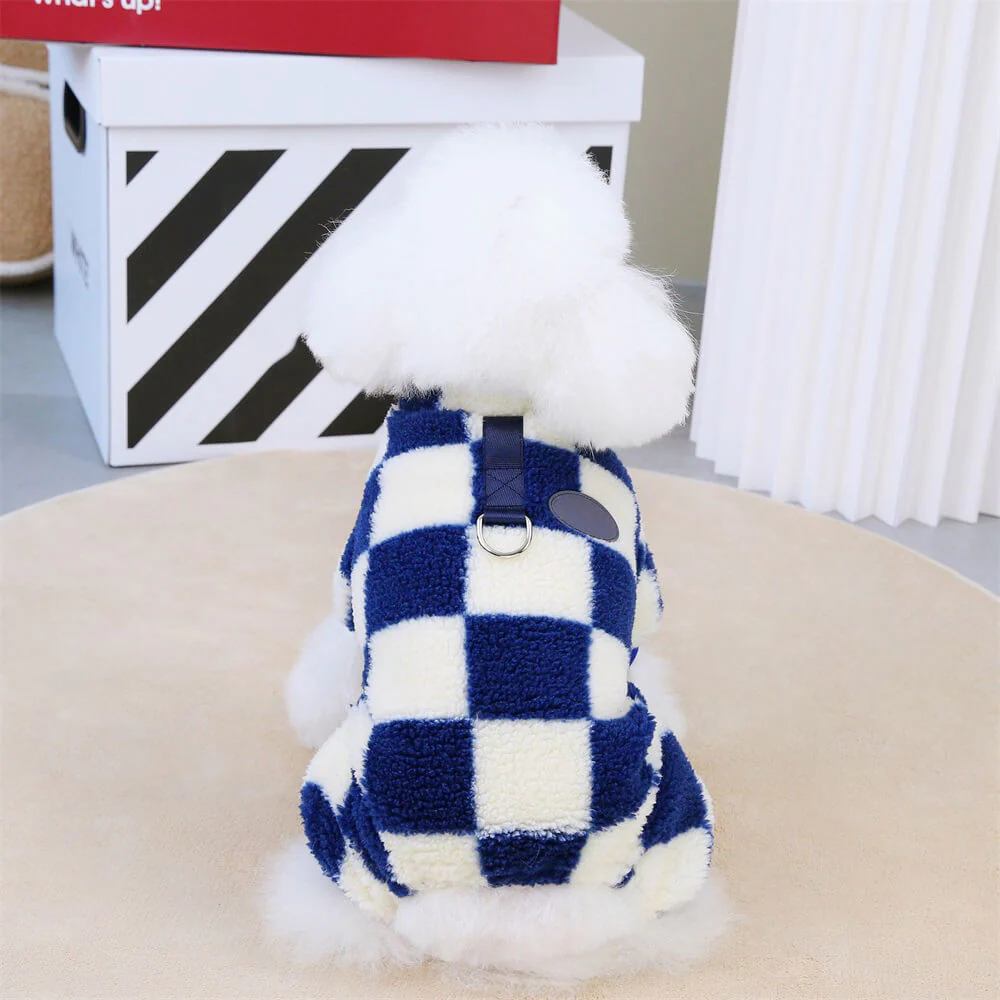 Checkered Fleece Dog Jacket – Bold Style and Warmth for Winter Walks - Image 8
