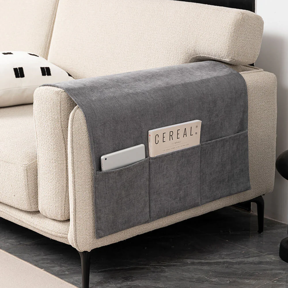 Chenille Anti-Scratch Sofa Armrest Cover Magazine Holder - Image 7
