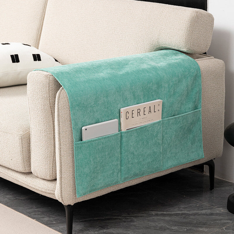 Chenille Anti-Scratch Sofa Armrest Cover Magazine Holder - Image 8