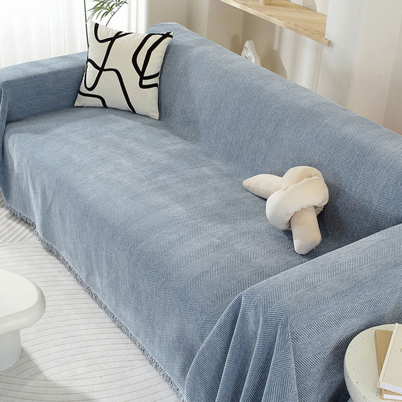 Chenille Blanket Herringbone Tassel Couch Cover - Image 10