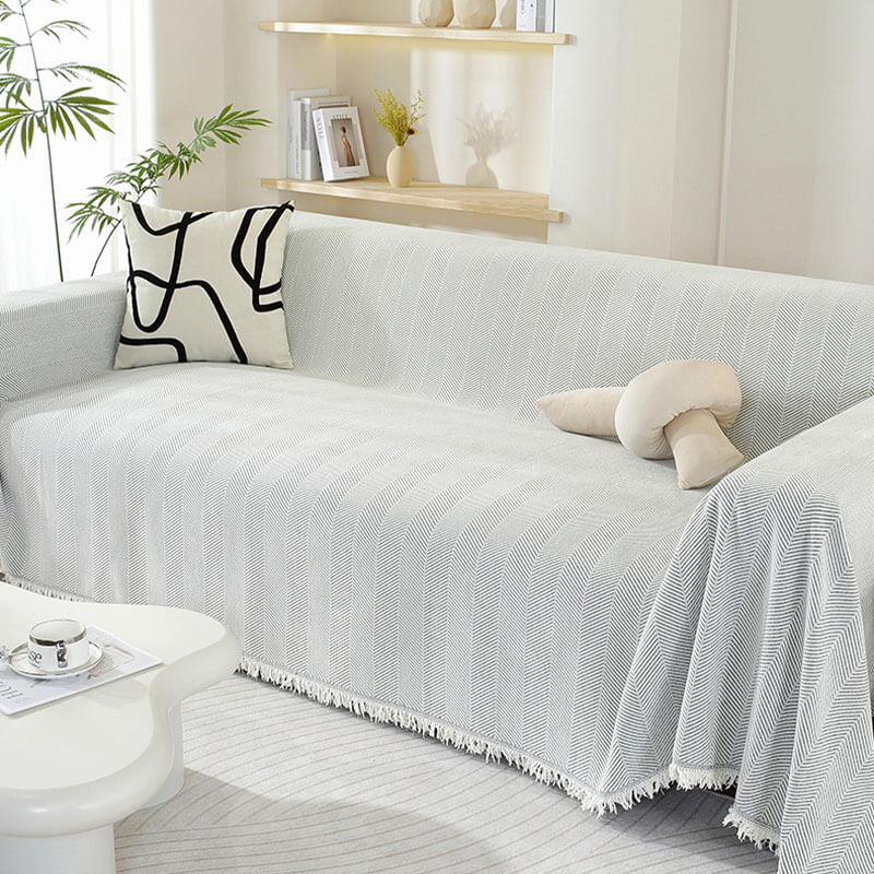 Chenille Blanket Herringbone Tassel Couch Cover - Image 8