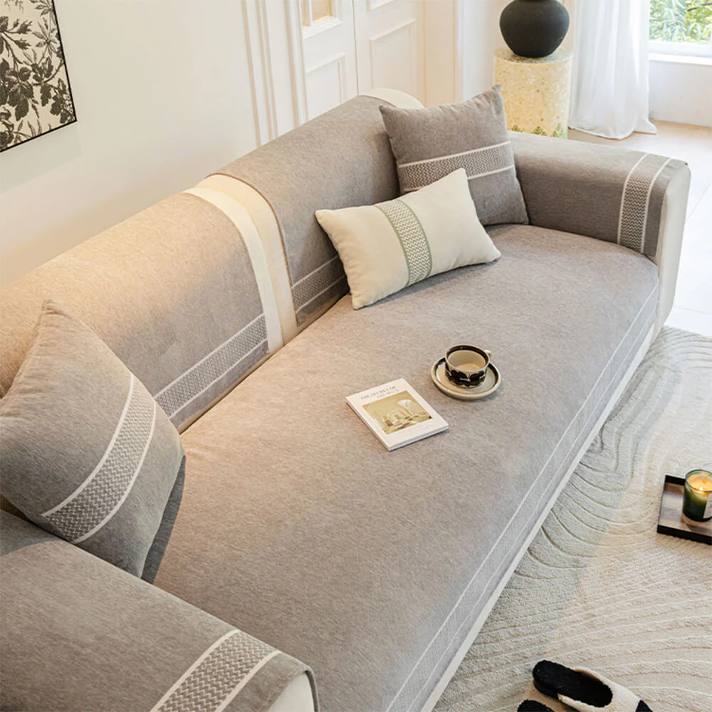 Chenille Jacquard Wide Edge Design Scratch-Resistant Couch Cover - Image 2