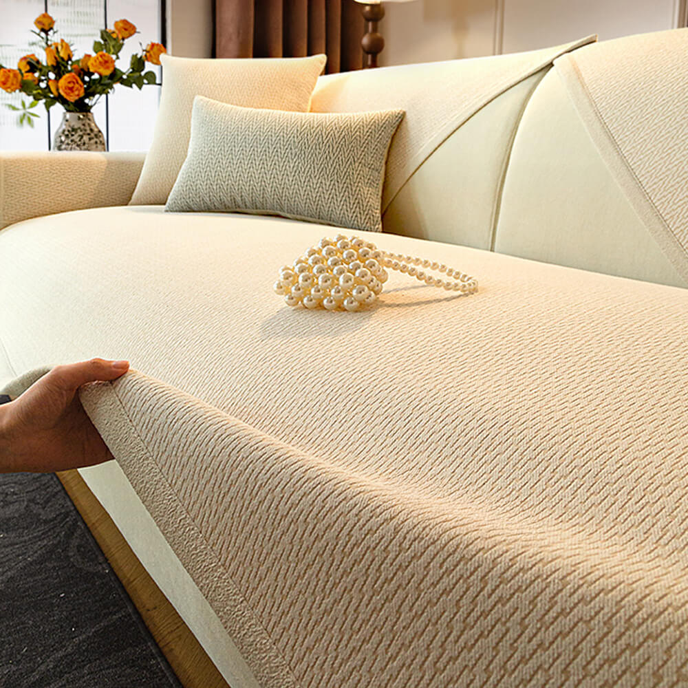 Chenille Minimalist Anti-Slip Fabric with Cat Scratch-Resistant Design Couch Cover - Image 11