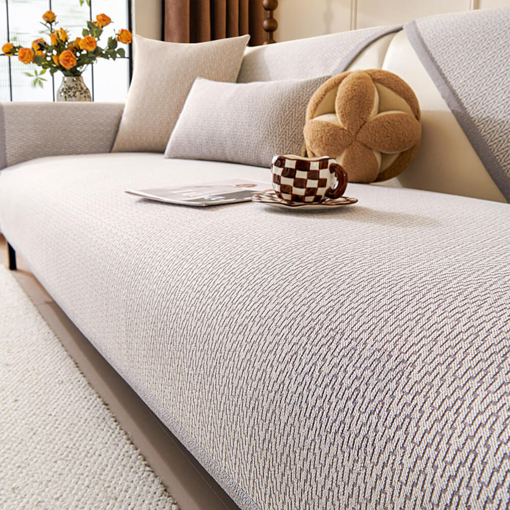 Chenille Minimalist Anti-Slip Fabric with Cat Scratch-Resistant Design Couch Cover - Image 12
