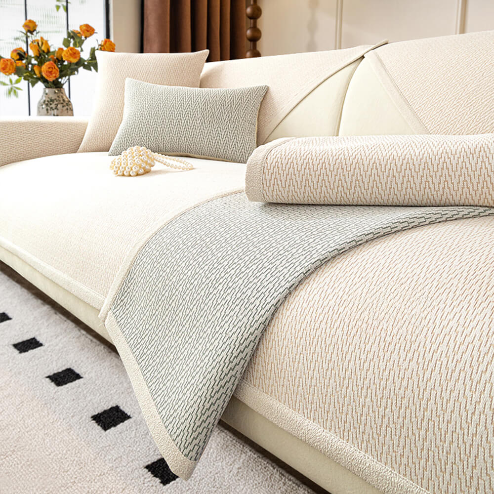 Chenille Minimalist Anti-Slip Fabric with Cat Scratch-Resistant Design Couch Cover - Image 5