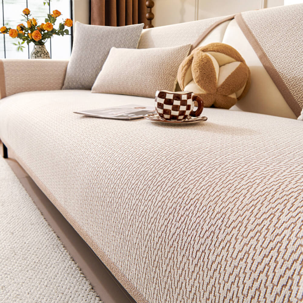 Chenille Minimalist Anti-Slip Fabric with Cat Scratch-Resistant Design Couch Cover - Image 6