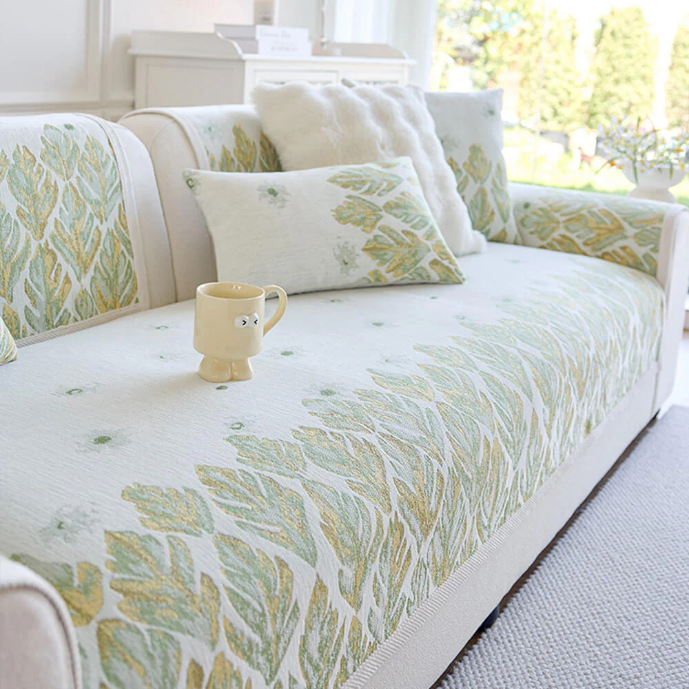 Chenille Romantic Botanical Design Comfortable Couch Cover - Image 3