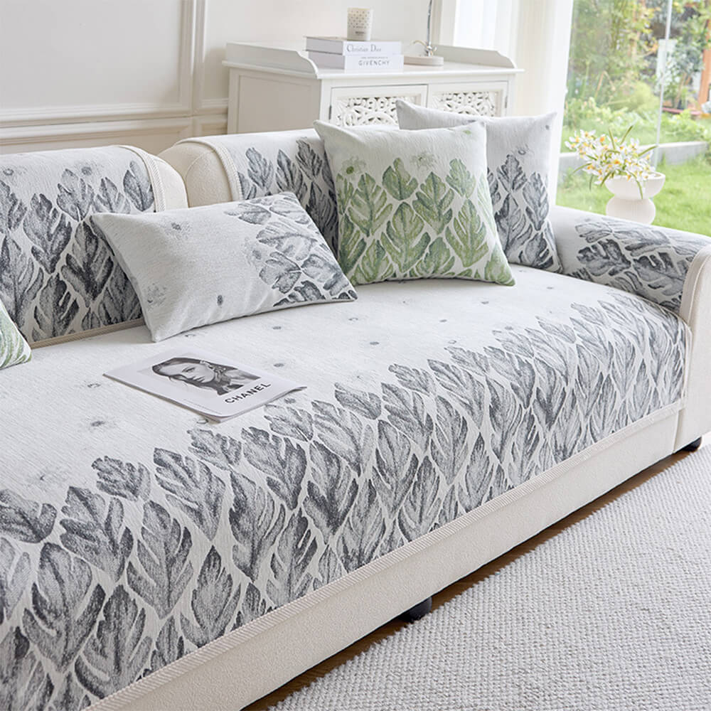 Chenille Romantic Botanical Design Comfortable Couch Cover - Image 4