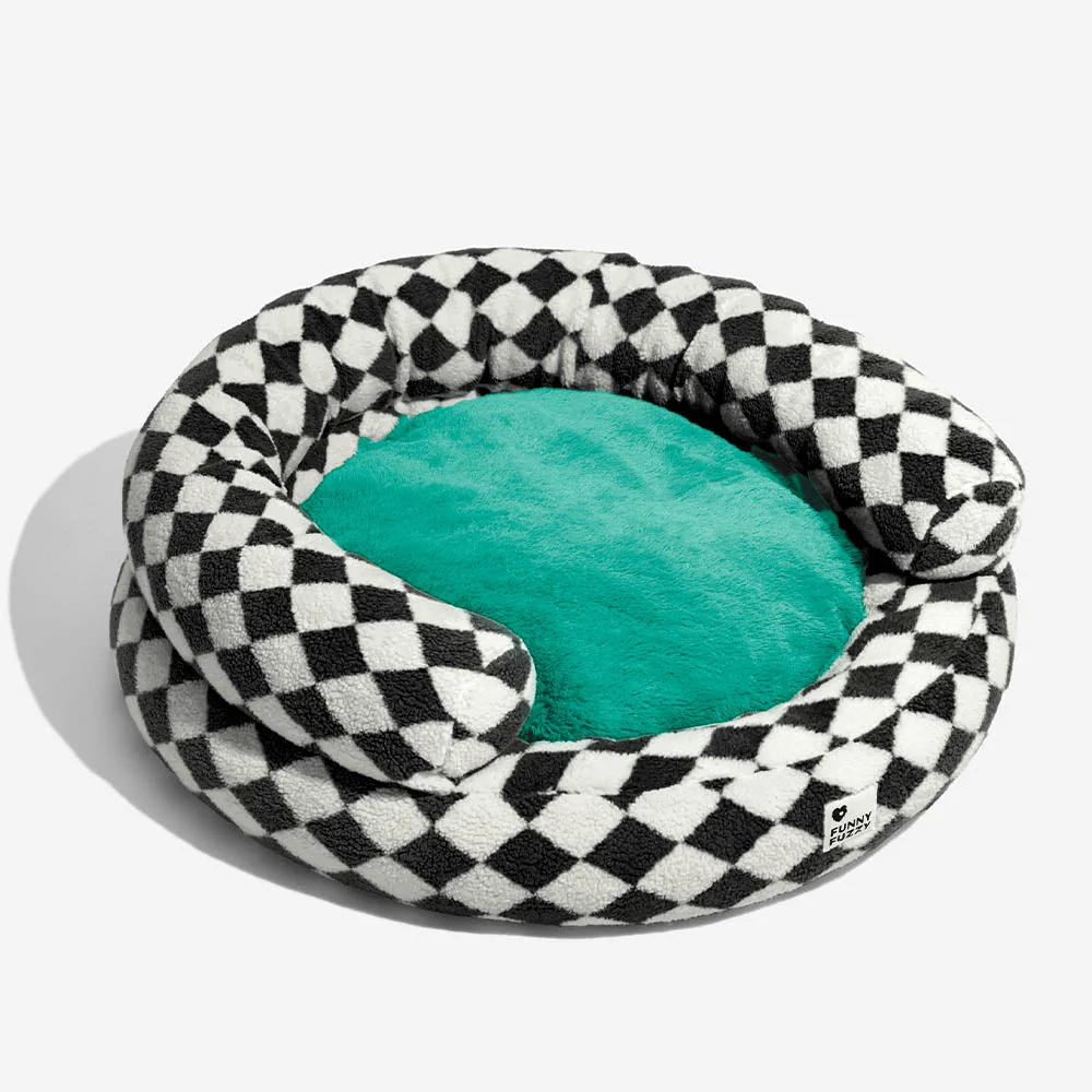 Classic Argyle Washable Bolster Donut Cat Bed - Cosy Haven - Image 11