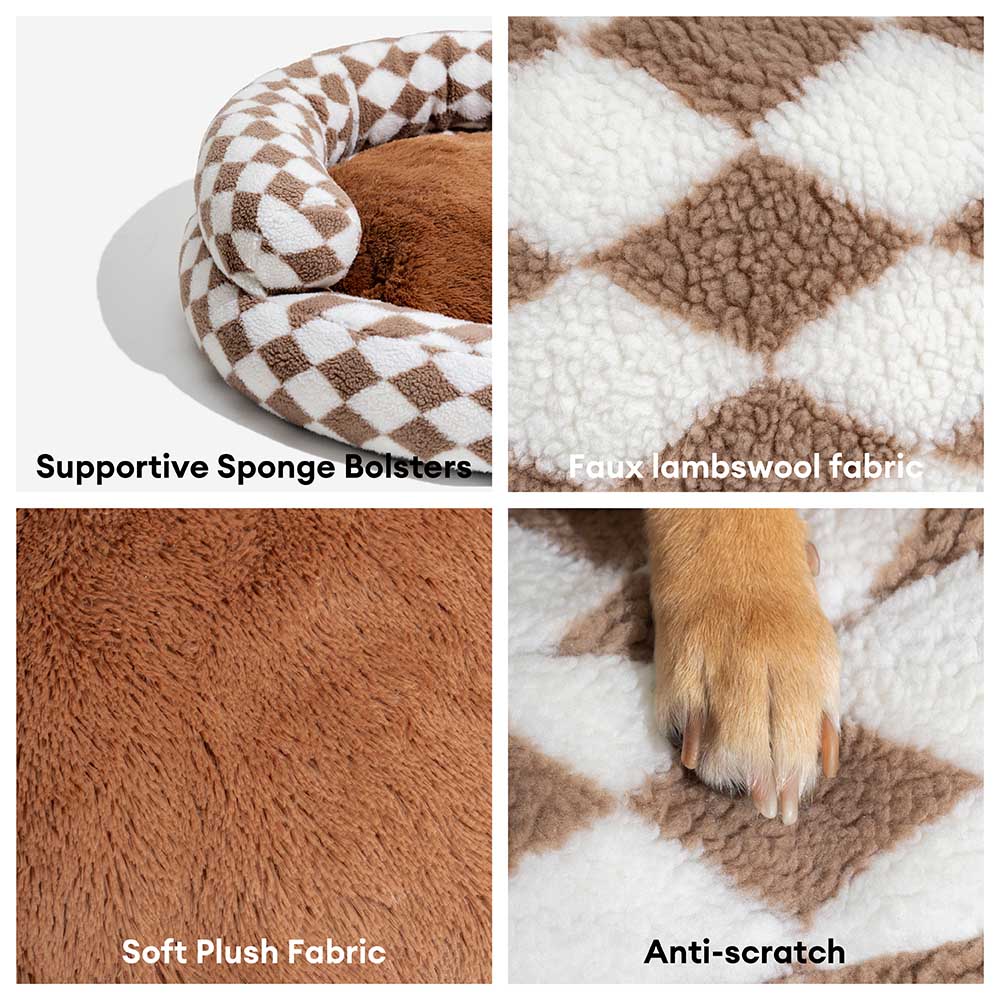 Classic Argyle Washable Bolster Donut Cat Bed - Cosy Haven - Image 5
