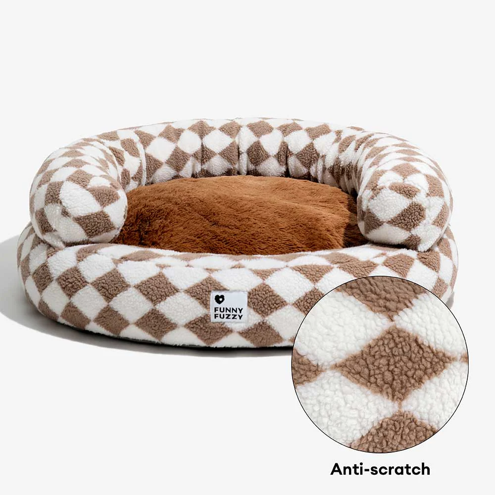 Classic Argyle Washable Bolster Donut Cat Bed - Cosy Haven - Image 8
