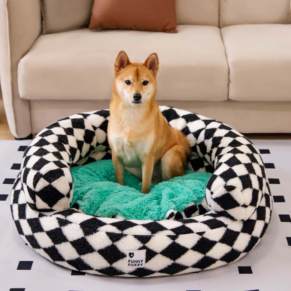 Classic Argyle Washable Bolster Donut Dog Bed - Cosy Haven - Image 14
