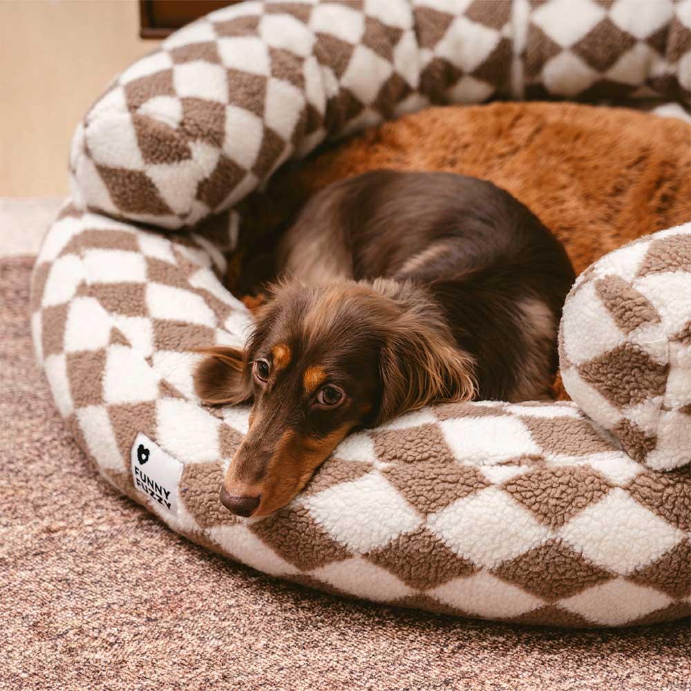 Classic Argyle Washable Bolster Donut Dog Bed - Cosy Haven - Image 2