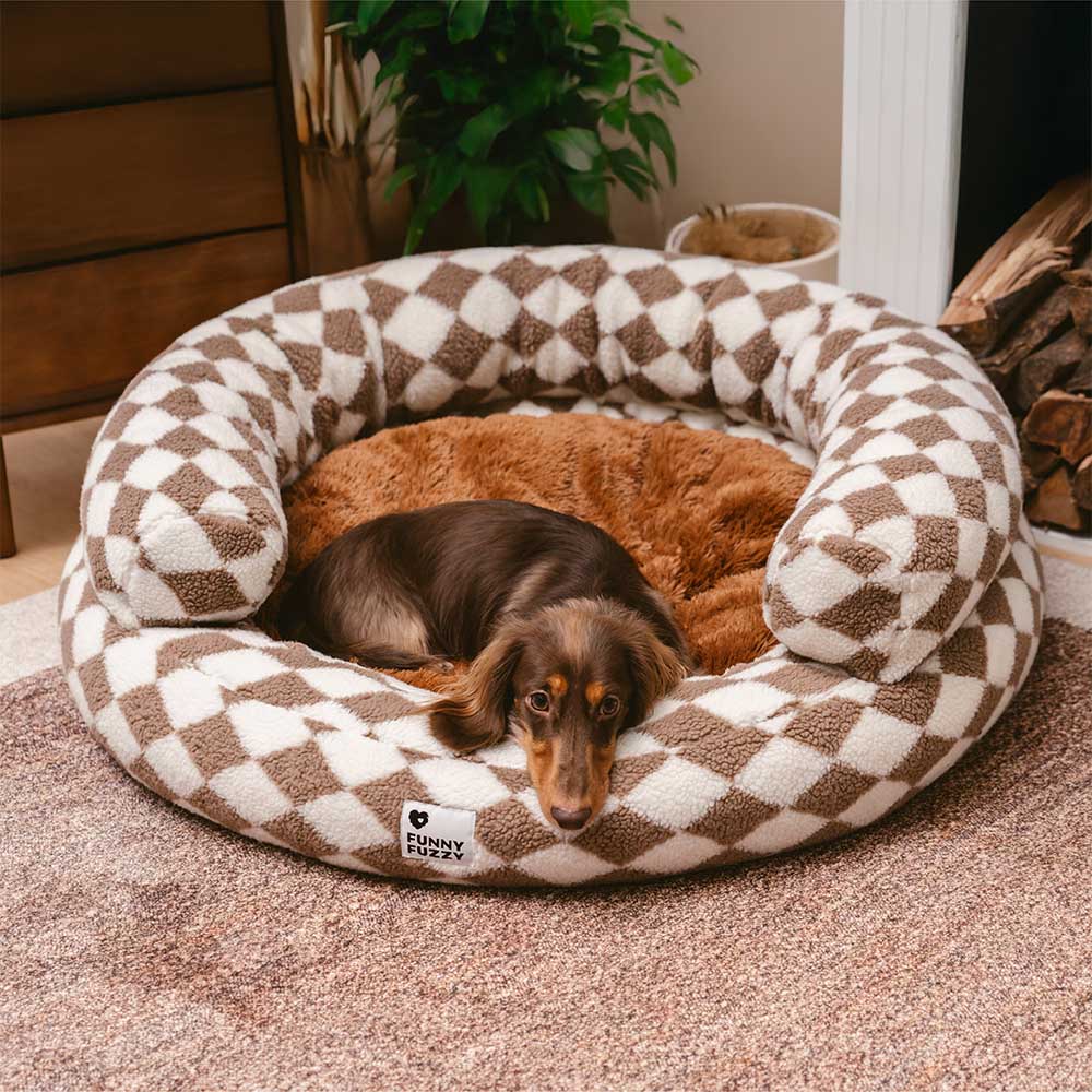 Classic Argyle Washable Bolster Donut Dog Bed - Cosy Haven - Image 3