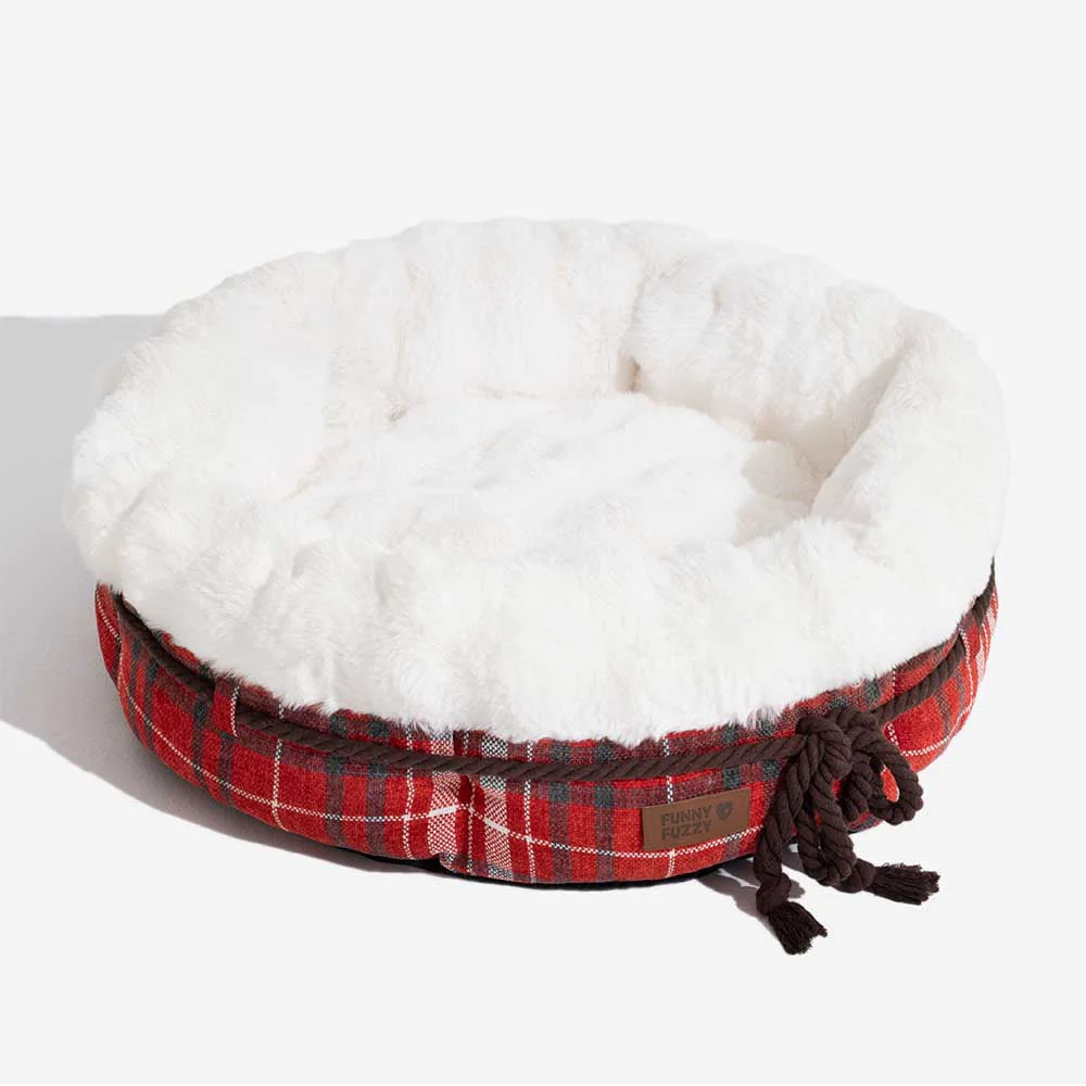 Classic Jacquard Plush Donut Dog Bed - Snuggle Den - Image 16