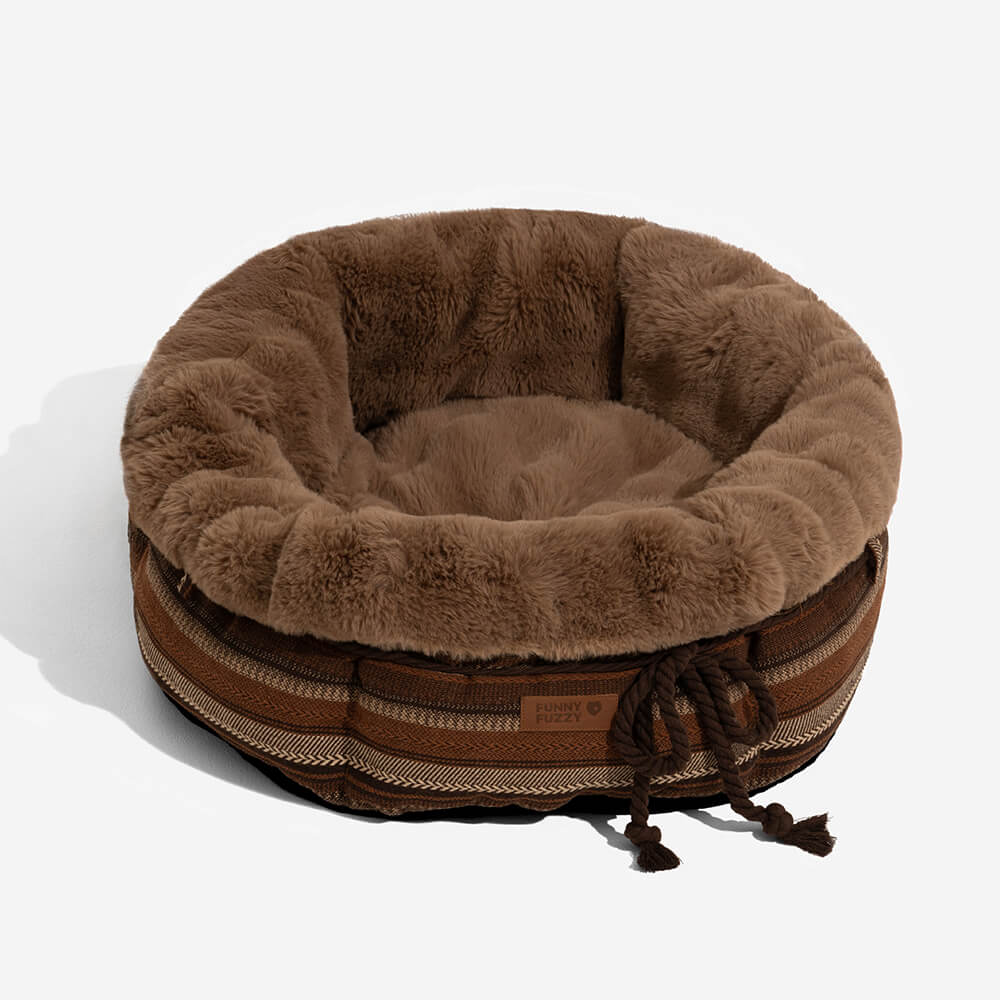 Classic Jacquard Plush Donut Dog Bed - Snuggle Den - Image 20