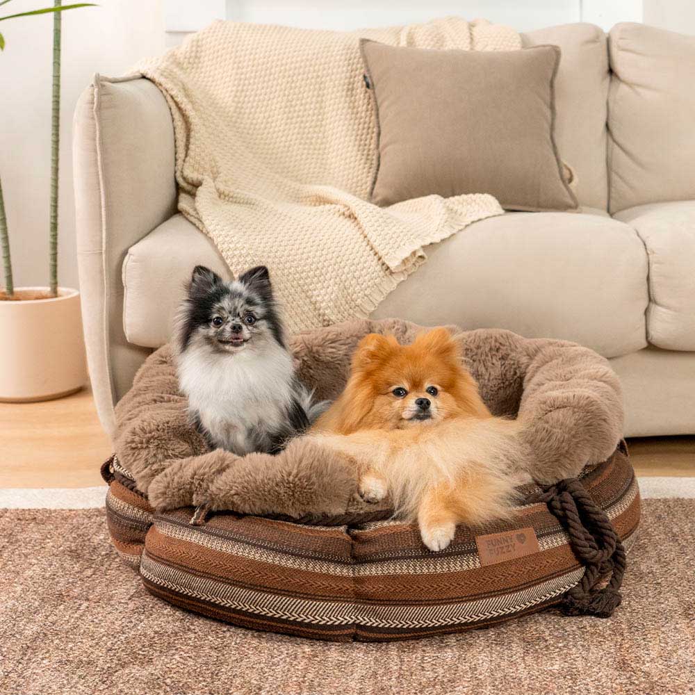 Classic Jacquard Plush Donut Dog Bed - Snuggle Den - Image 8
