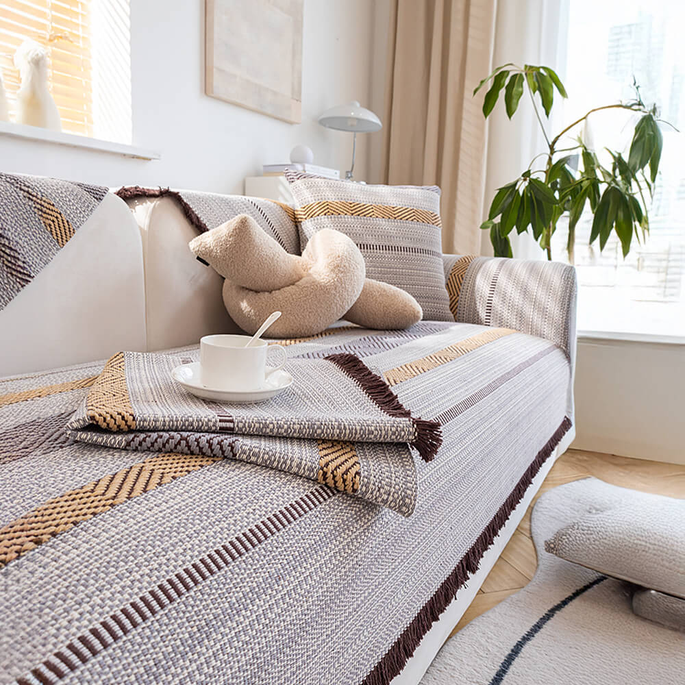 Classic Natural Cotton Linen Breathable Couch Cover - Image 2