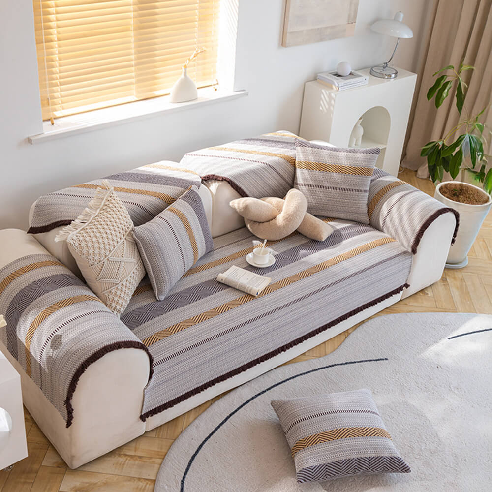 Classic Natural Cotton Linen Breathable Couch Cover - Image 7