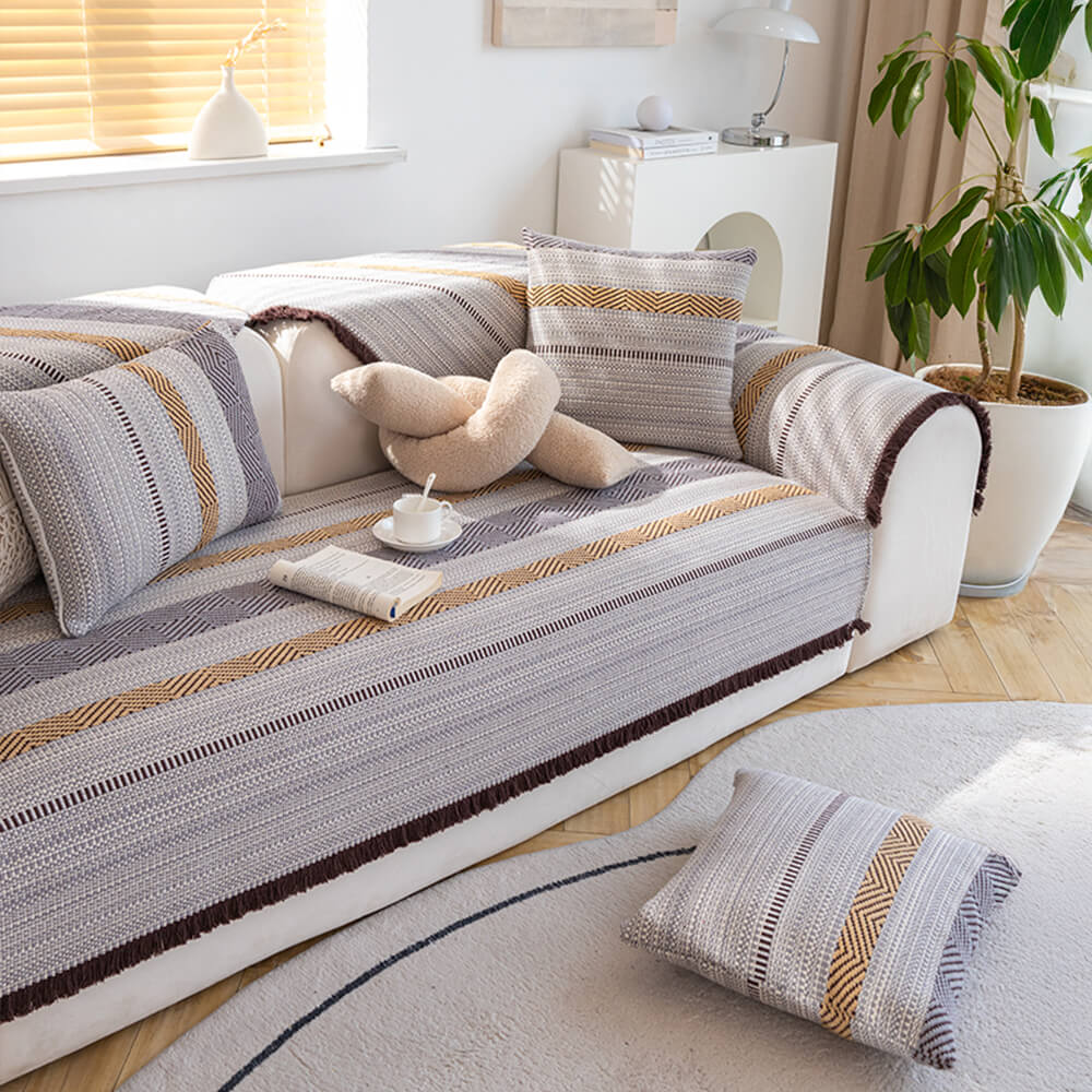 Classic Natural Cotton Linen Breathable Couch Cover - Image 8