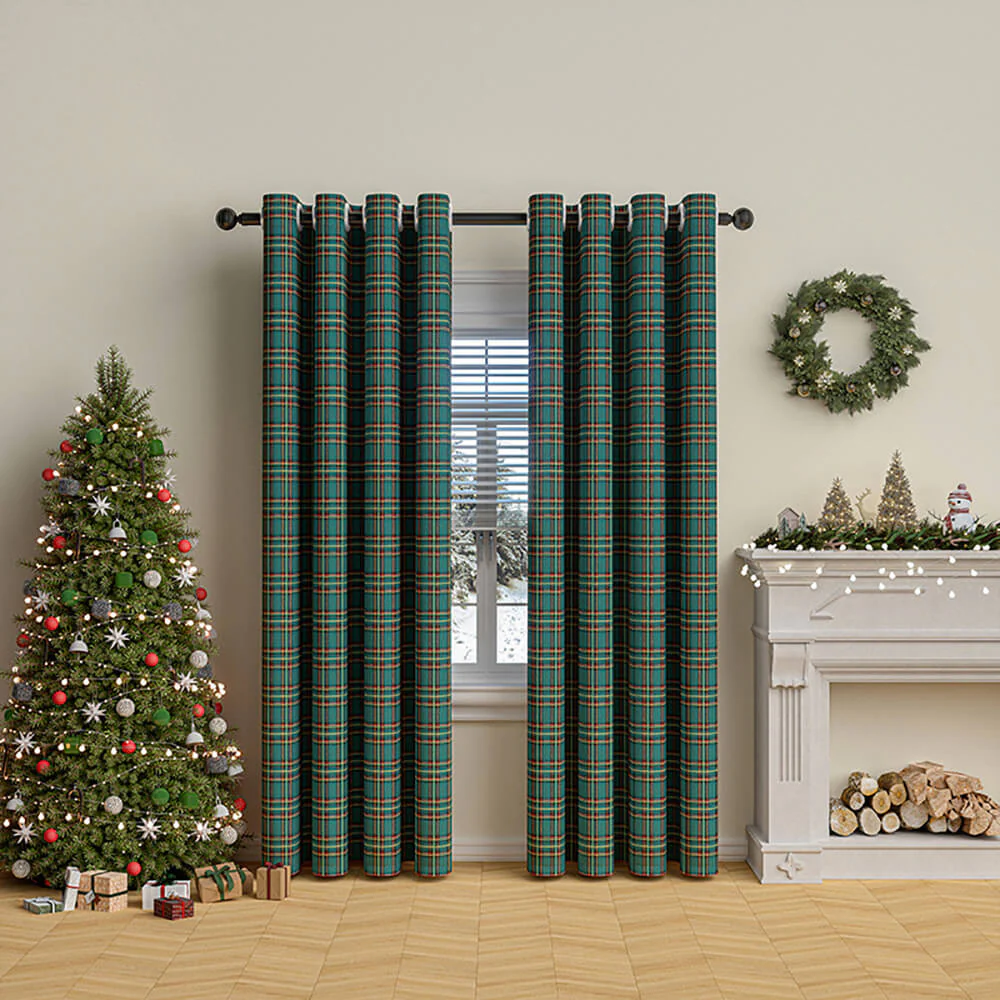 Classic Plaid Christmas Decorative Semi-Blackout Curtains - Image 13