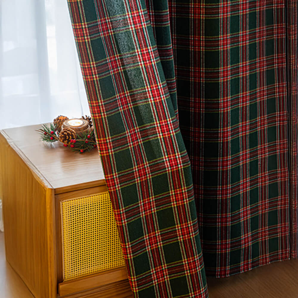 Classic Plaid Christmas Decorative Semi-Blackout Curtains - Image 2