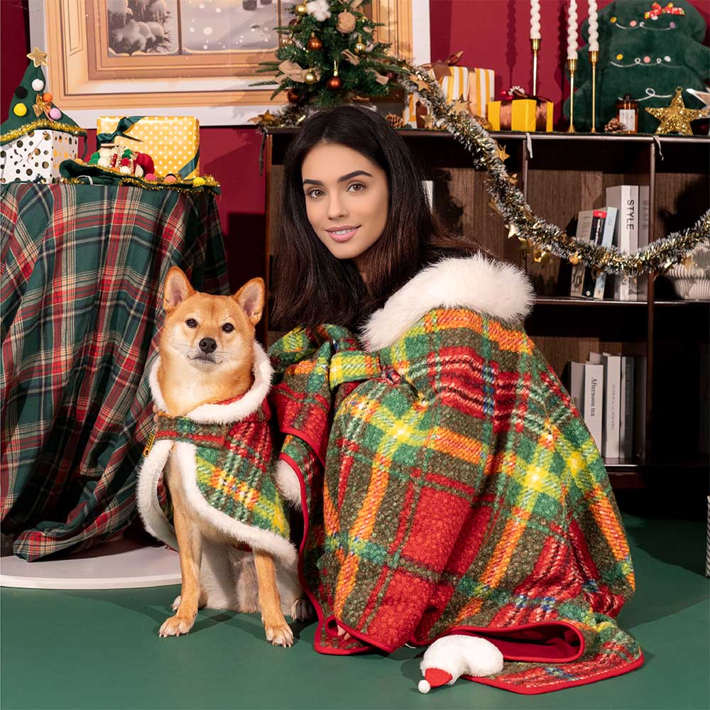 Classic Plaid Warmth Human & Dog Poncho - Festive Companions - Image 13
