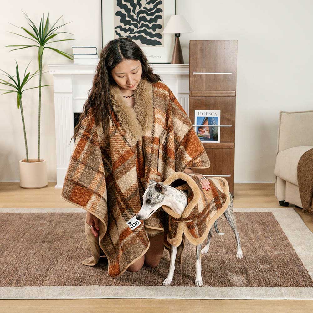 Classic Plaid Warmth Human & Dog Poncho - Festive Companions - Image 15