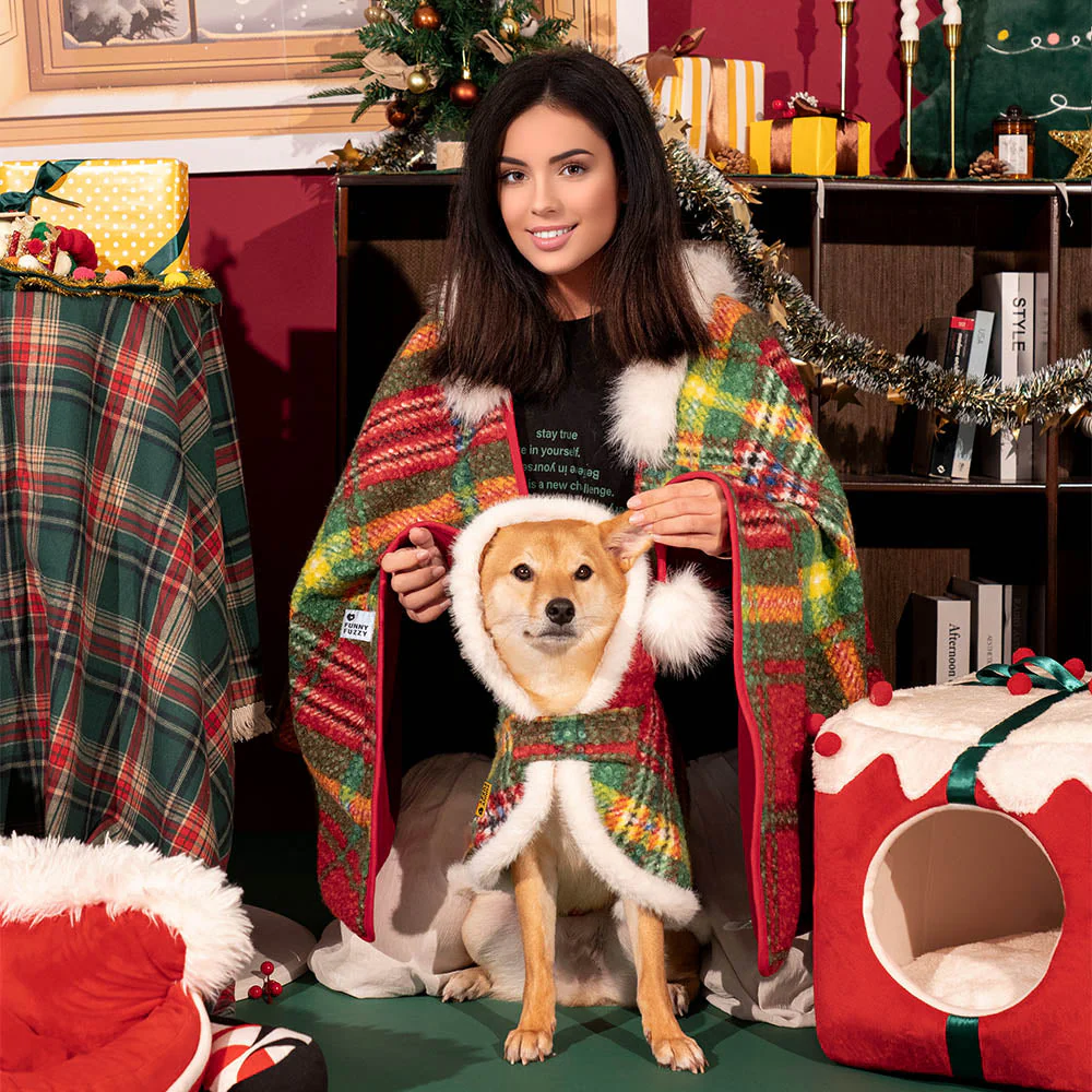 Classic Plaid Warmth Human & Dog Poncho - Festive Companions - Image 2
