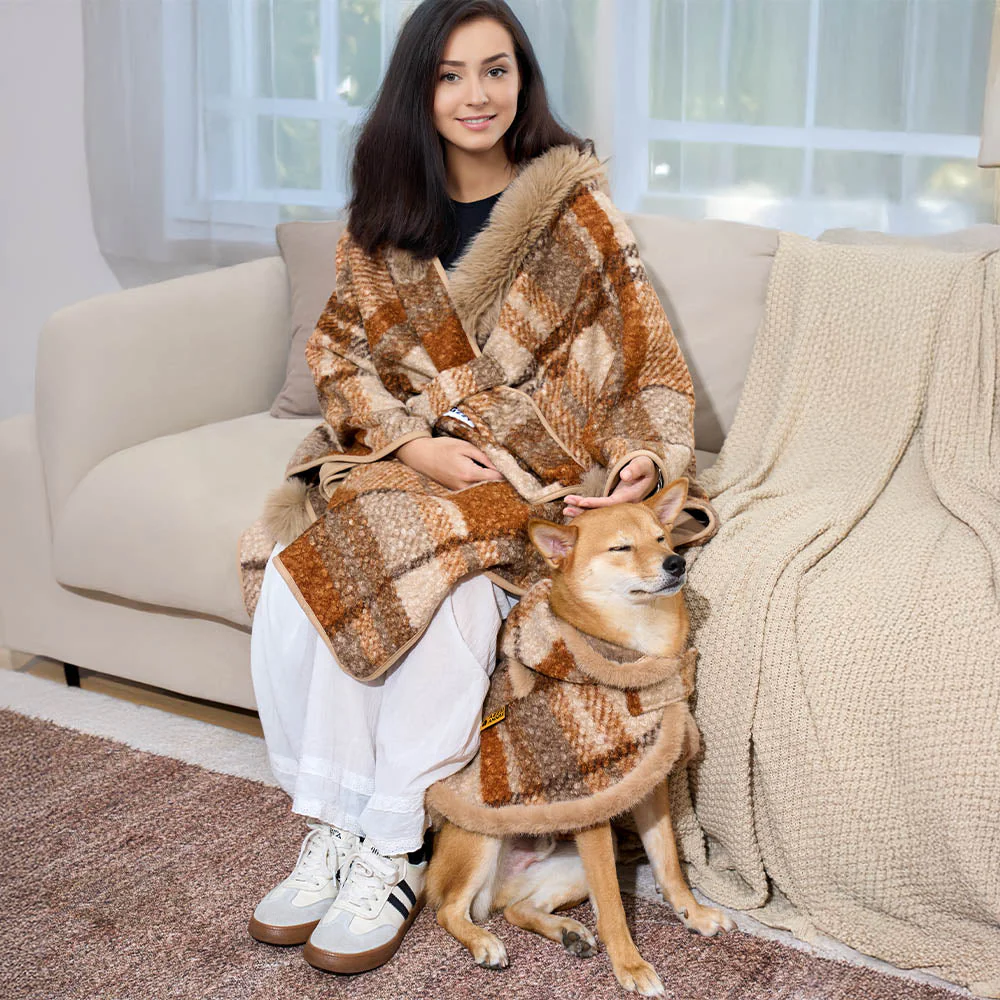 Classic Plaid Warmth Human & Dog Poncho - Festive Companions - Image 23