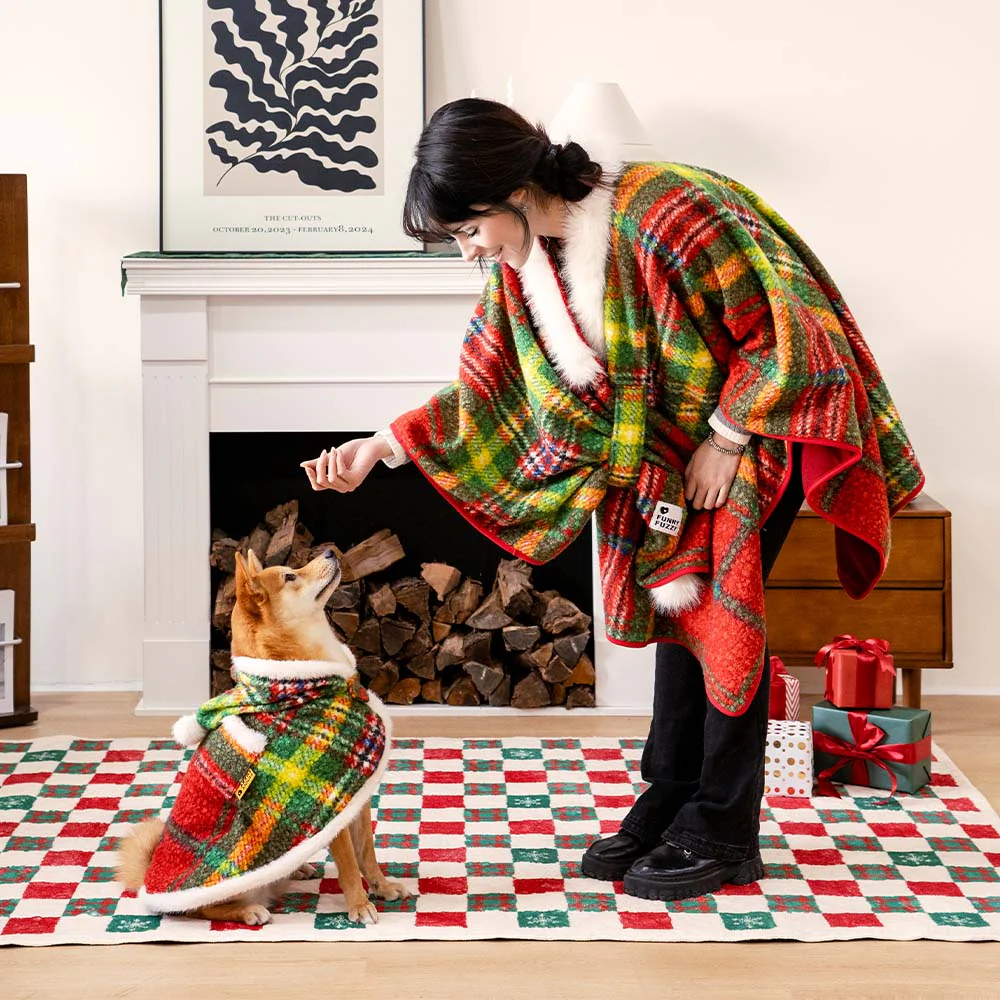 Classic Plaid Warmth Human & Dog Poncho - Festive Companions - Image 3