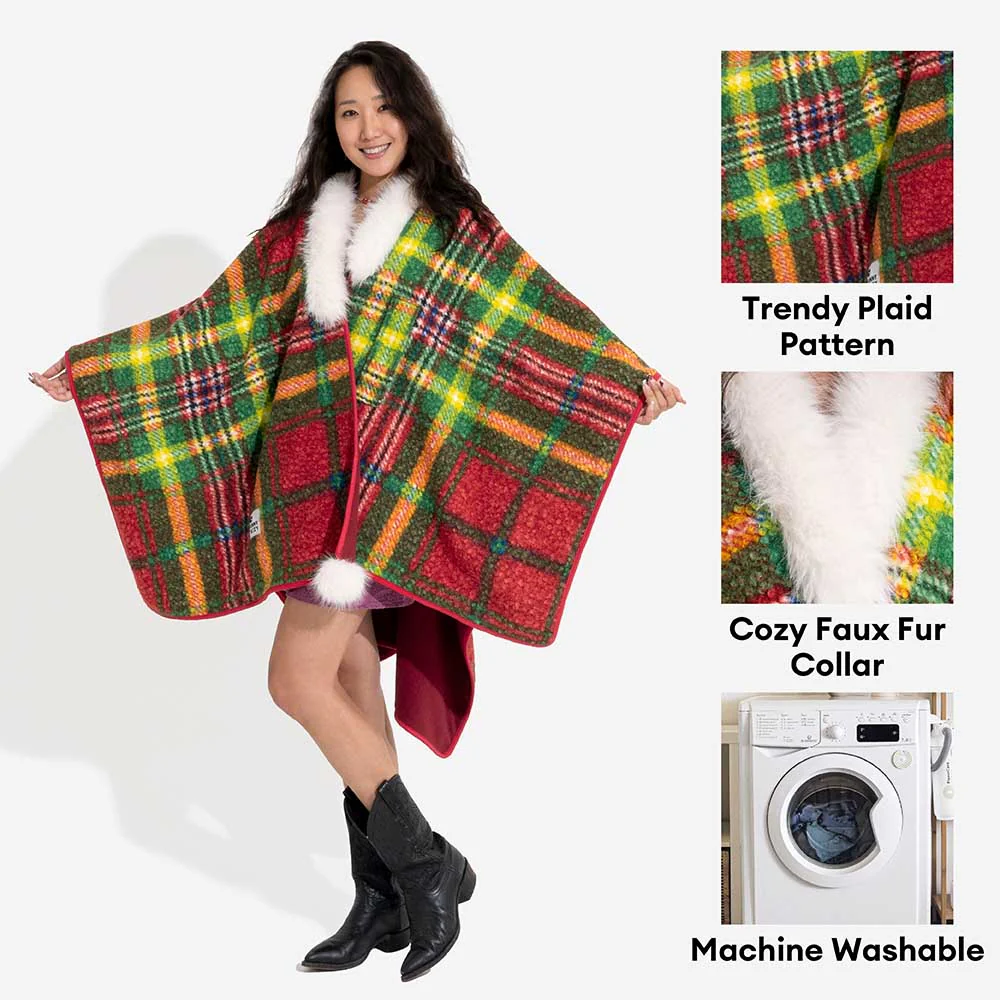 Classic Plaid Warmth Human & Dog Poncho - Festive Companions - Image 33