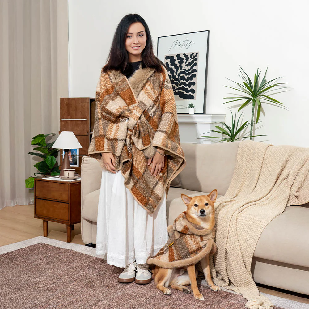 Classic Plaid Warmth Human & Dog Poncho - Festive Companions - Image 7