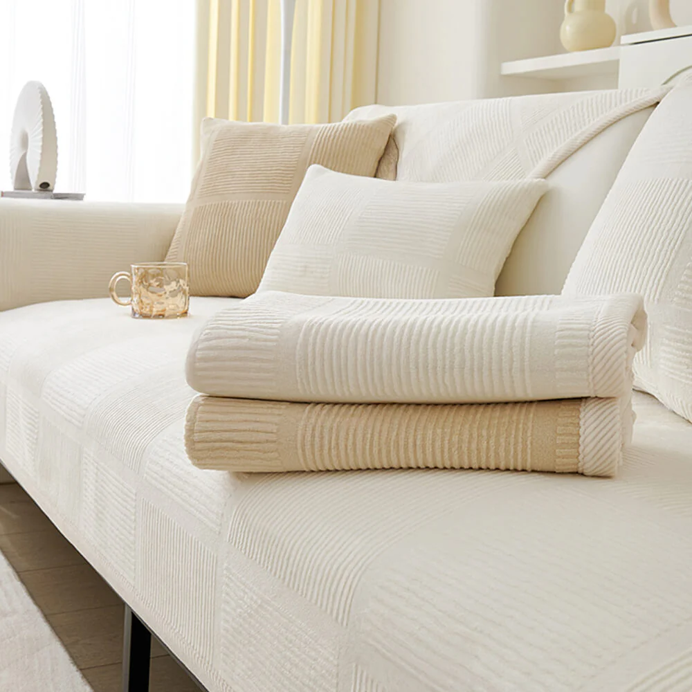 Classic Striped Square Plush Couch Cover - Image 10