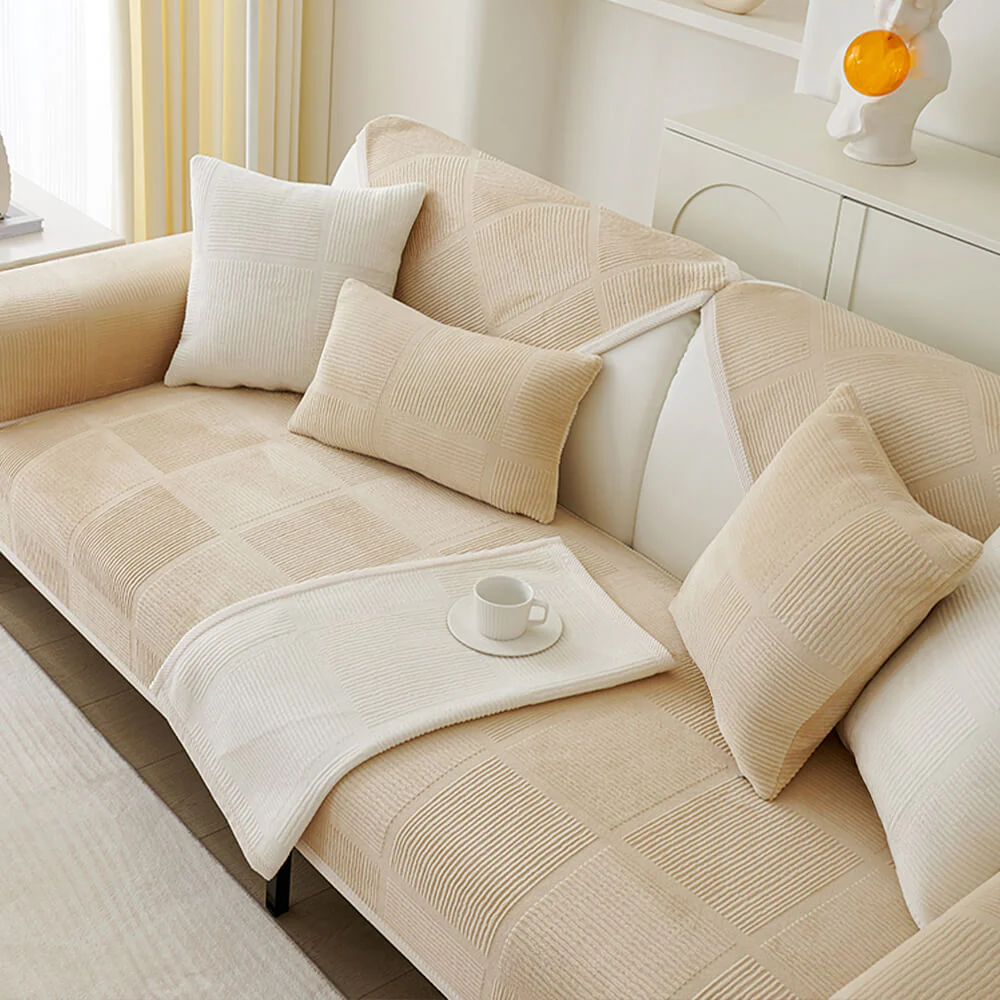 Classic Striped Square Plush Couch Cover - Image 11