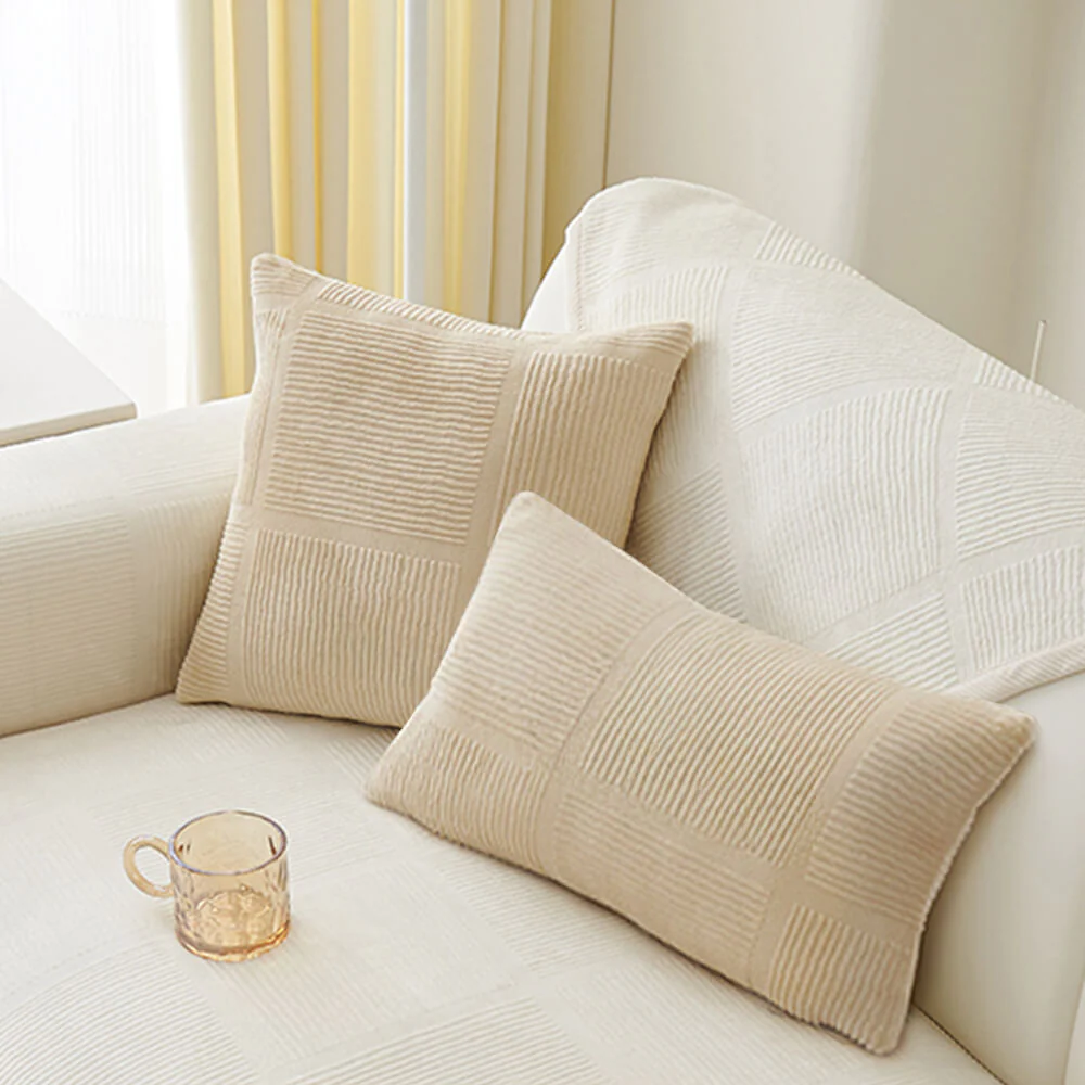 Classic Striped Square Plush Couch Cover - Image 13