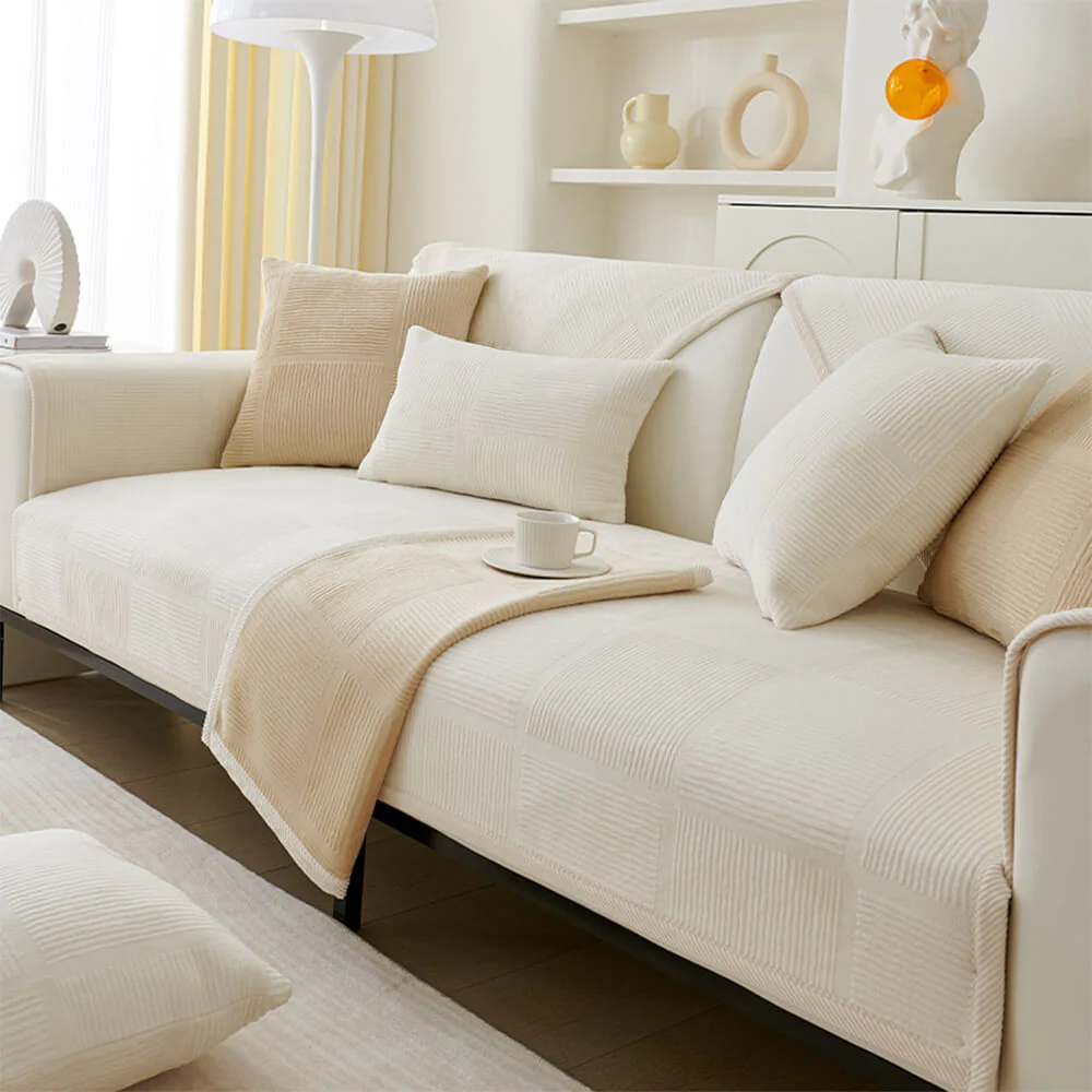 Classic Striped Square Plush Couch Cover - Image 2