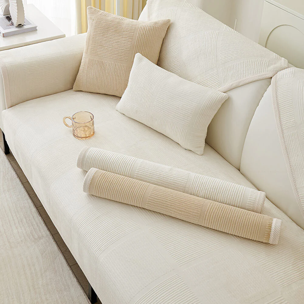 Classic Striped Square Plush Couch Cover - Image 4