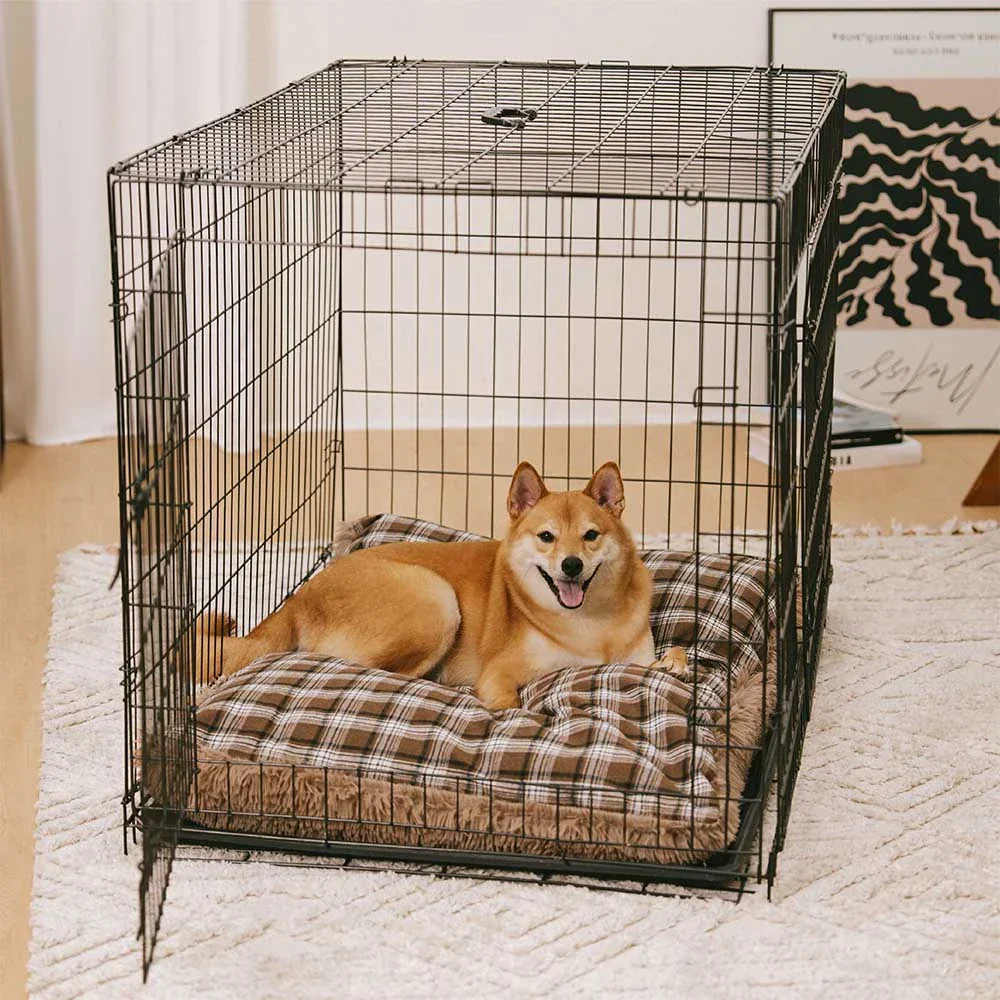 Classical Plaid Dual-Sided Removable Plush Calming Dog Mat - Image 8