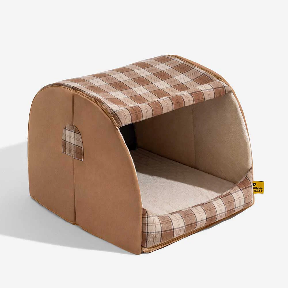 Classical Plaid House Orthopaedic Cat Bed - Retreat Cabin - Image 13