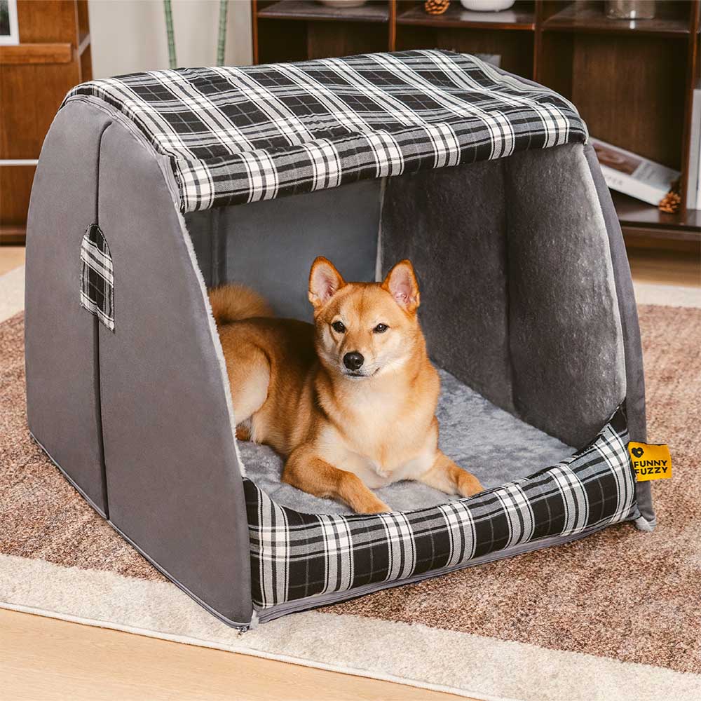 Classical Plaid House Orthopaedic Dog Bed - Warm Retreat - Image 4