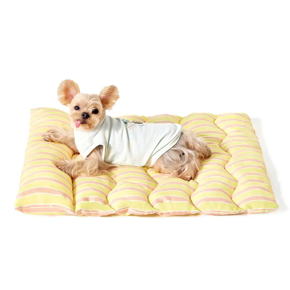 Color-Blocked Striped Breathable Double-Sided Soft Pet Mat - Image 2