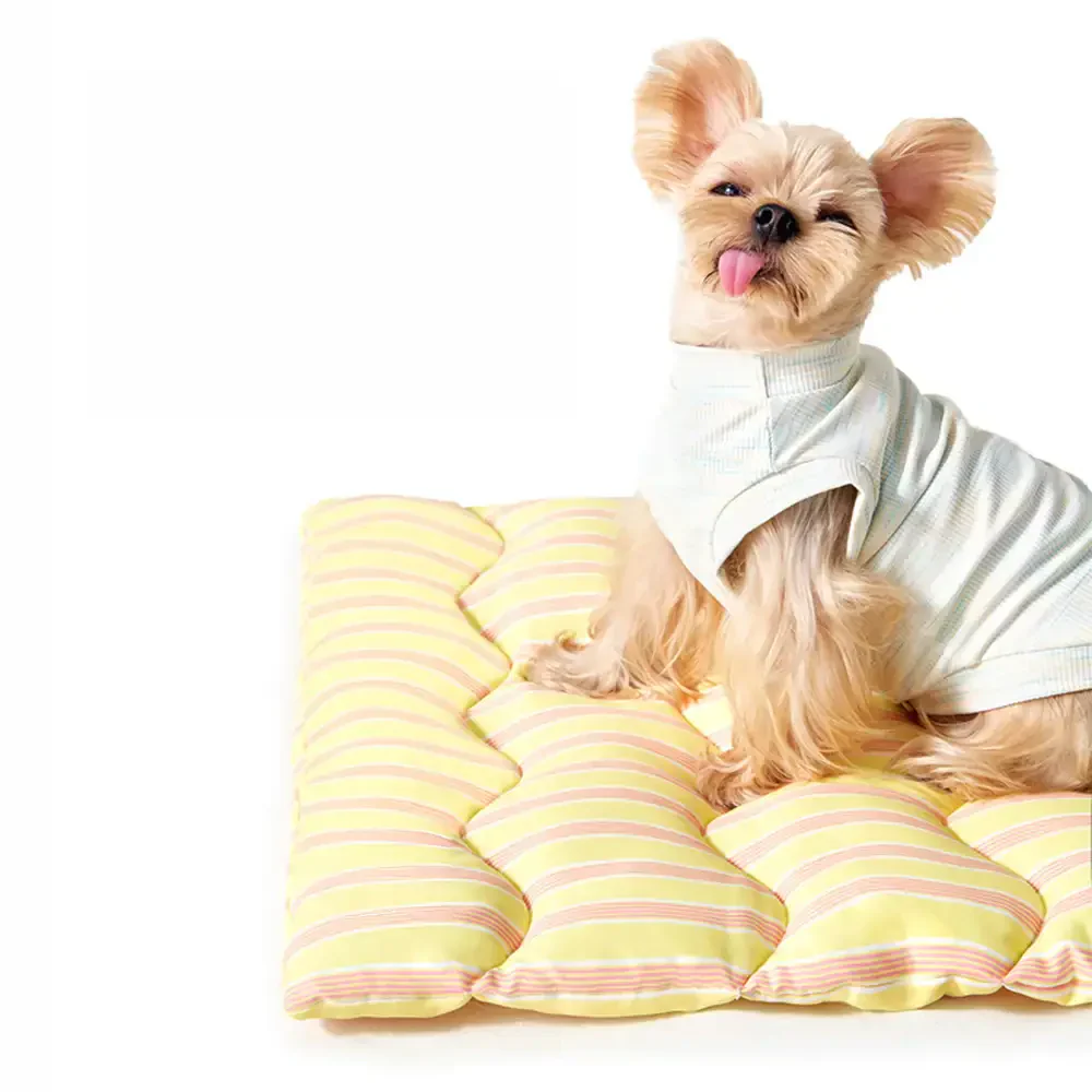 Color-Blocked Striped Breathable Double-Sided Soft Pet Mat - Image 7