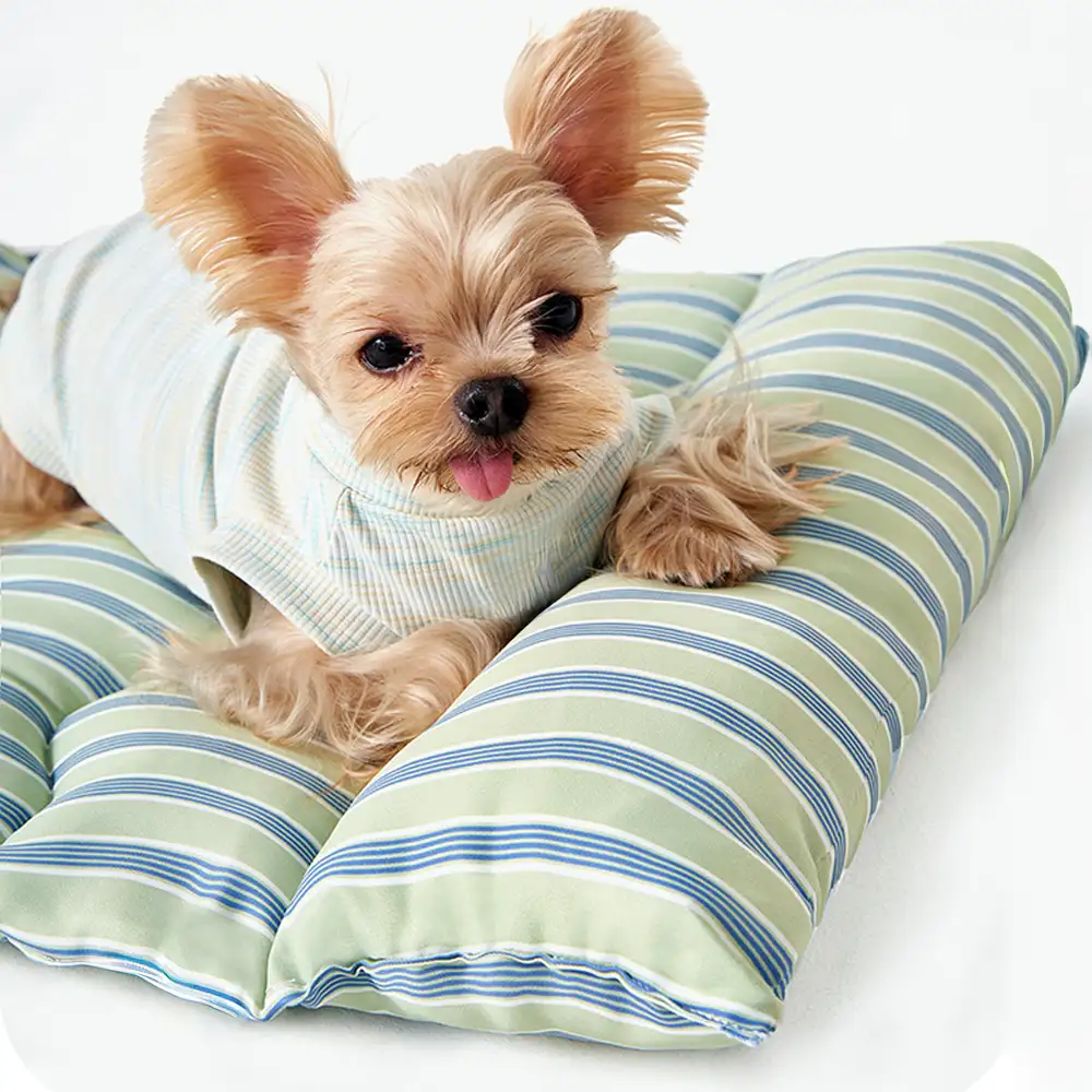 Color-Blocked Striped Breathable Double-Sided Soft Pet Mat - Image 8