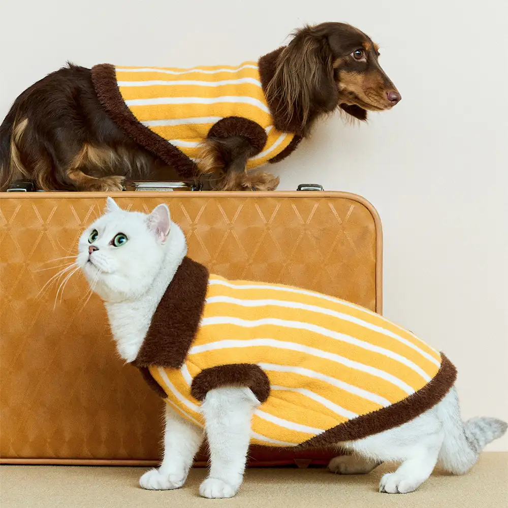 Color Blocked Striped Dachshund Polo Collar Dog Jumper - Image 10