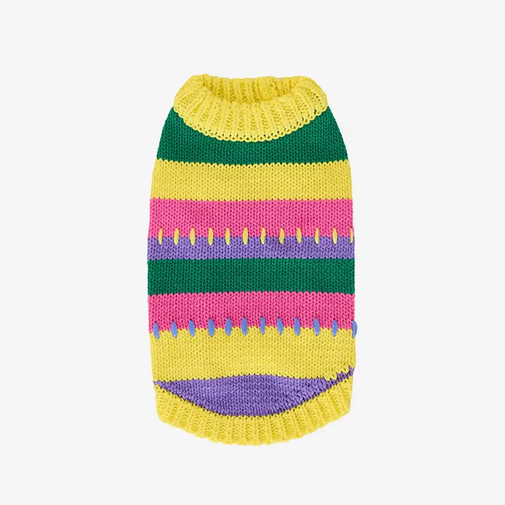 Color Blocked Striped Dachshund Sleeveless Dog Jumper - Image 11