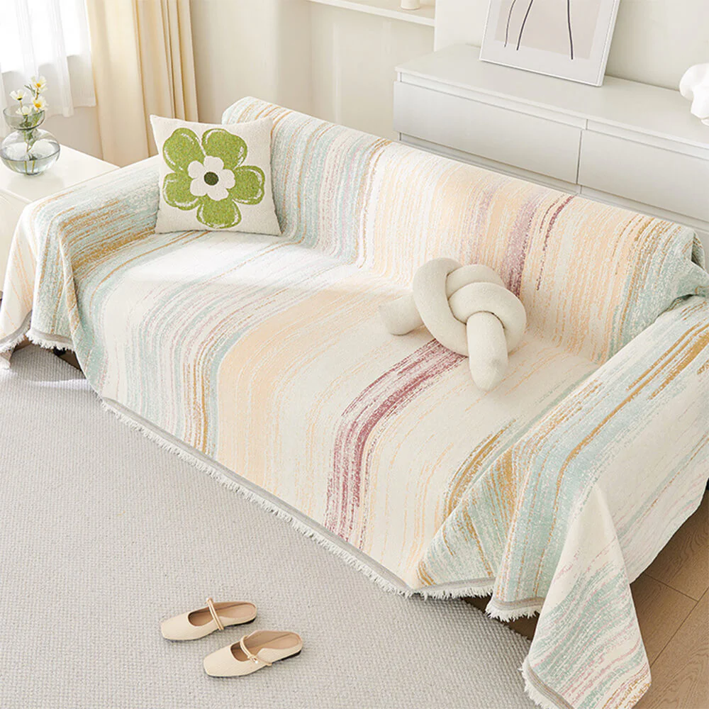 Colorful Rainbow Gradient Full Sofa Drape Throw Couch Cover - Image 4