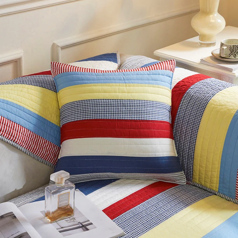 Colourful Striped Quilted Sofa Chic Protector Comfort Couch Cover - Image 4